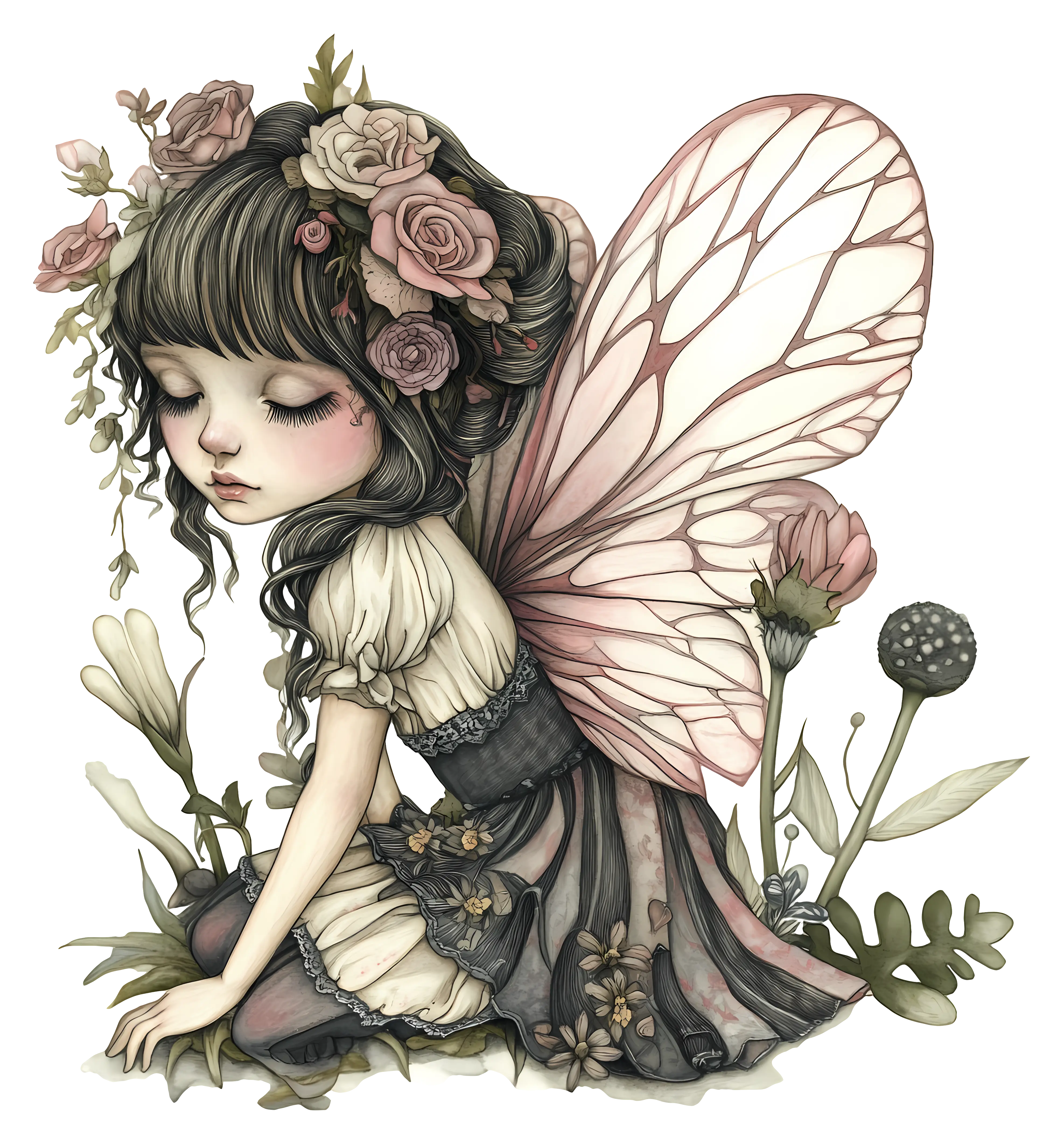 Elegant Fairy with Flowers
