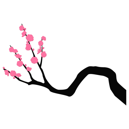 Pink Cherry Blossom Branch Illustration