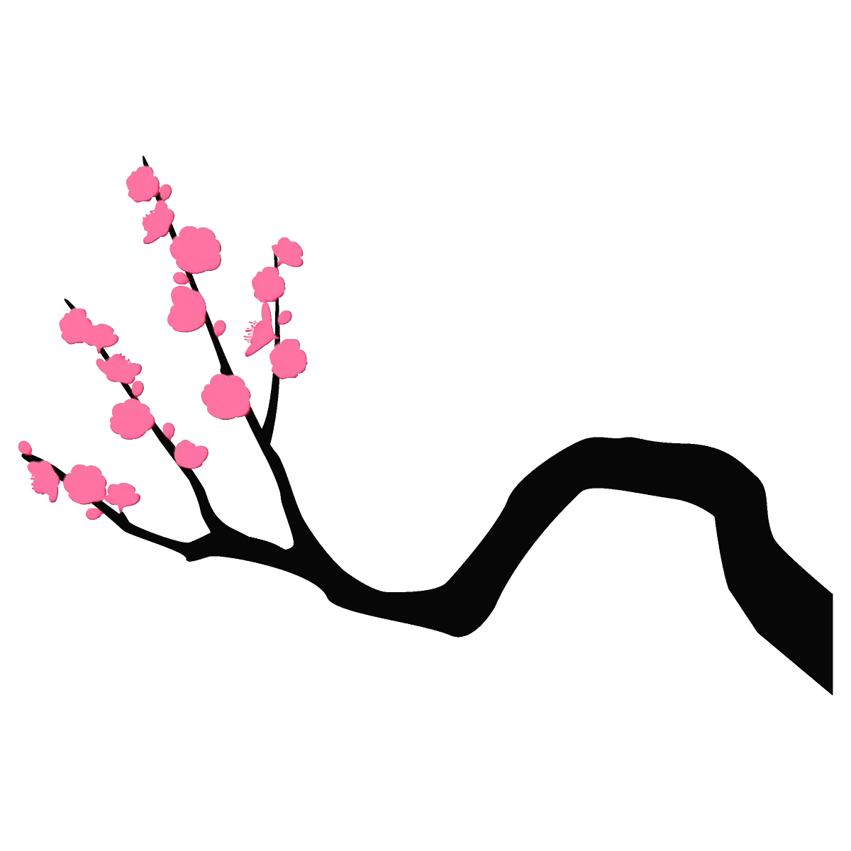 Pink Cherry Blossom Branch Illustration