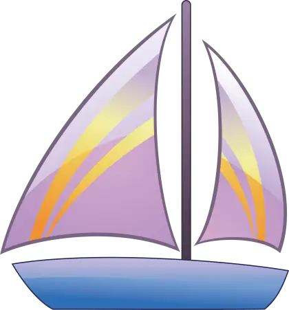 Purple Sailboat Illustration with Yellow Accents