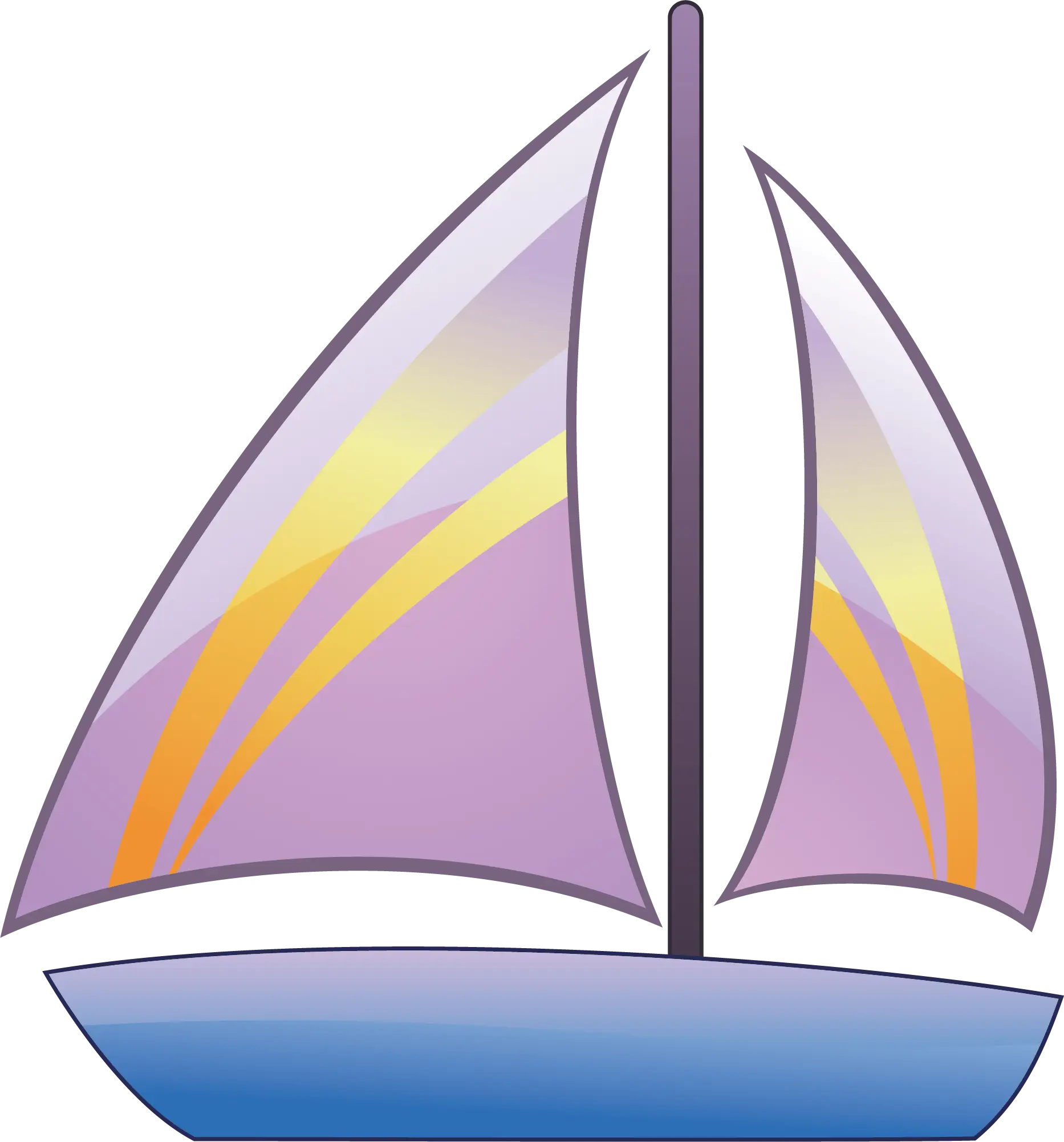 Purple Sailboat Illustration with Yellow Accents