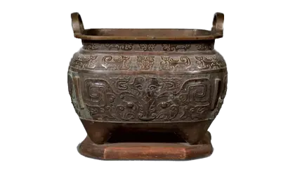 Antique Bronze Pot with Engravings