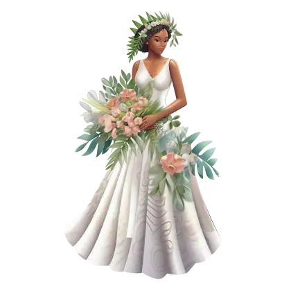 Beautiful Bride Holding Bouquet