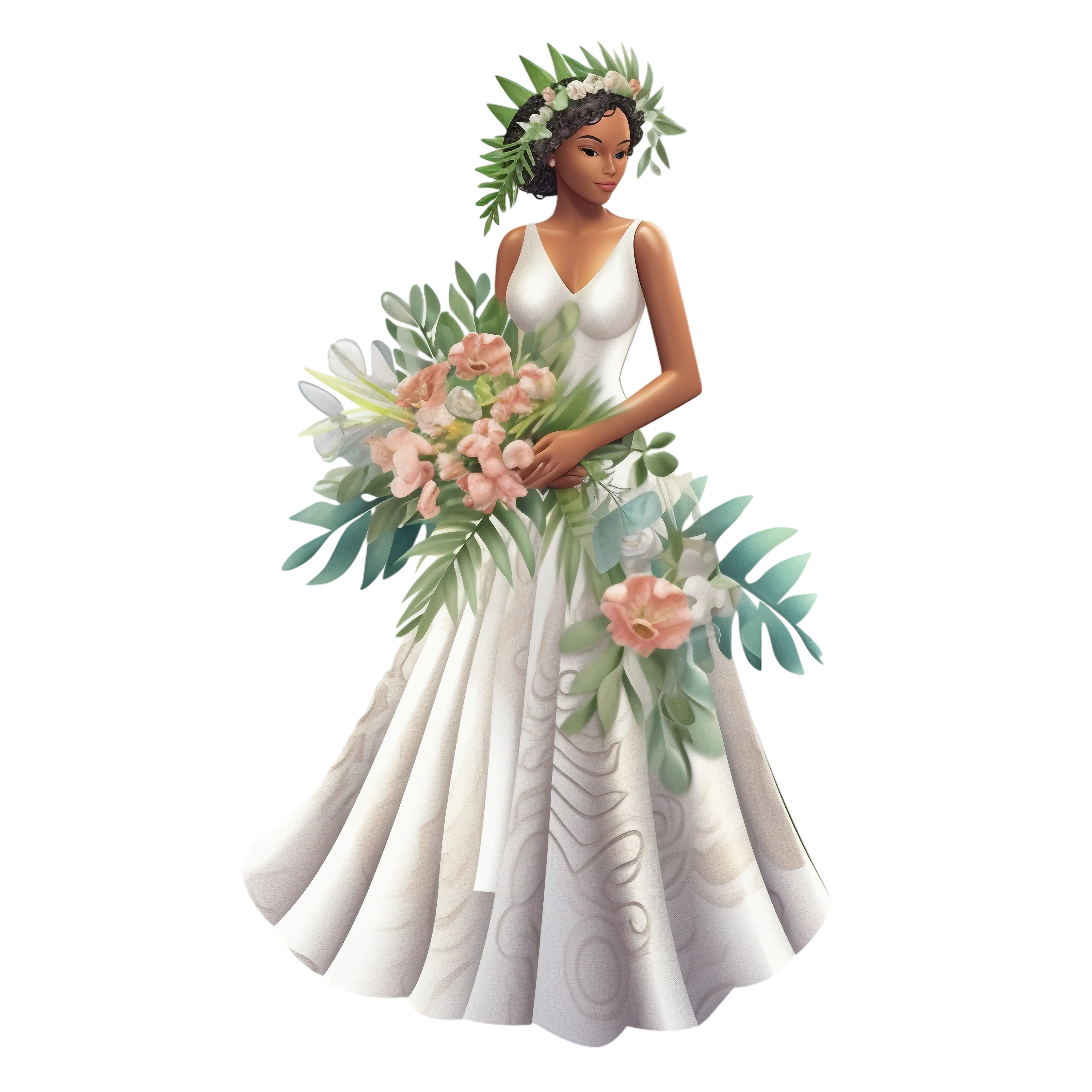 Beautiful Bride Holding Bouquet