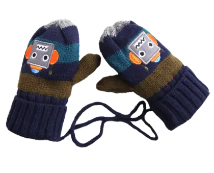 Warm Winter Mittens with Robot Design