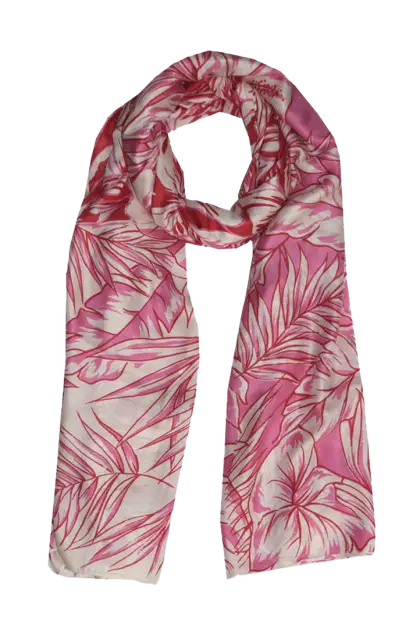 Pink and White Floral Scarf