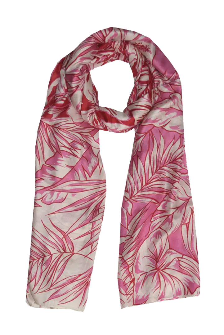 Pink and White Floral Scarf