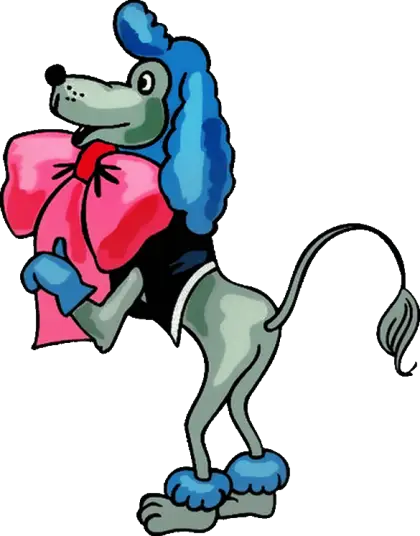Playful Cartoon Poodle with Bow
