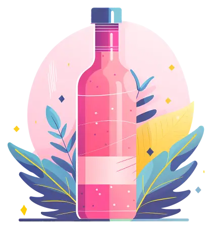 Pink Bottle with Leaves