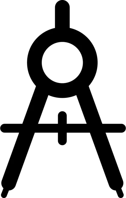 Black Compass Icon for Geometry and Design