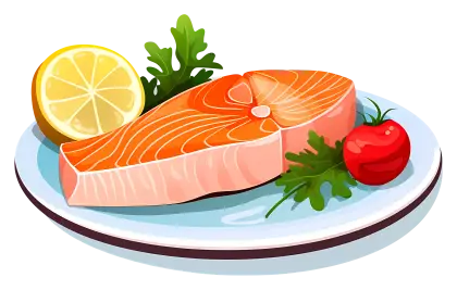 Delicious Salmon Steak with Garnish