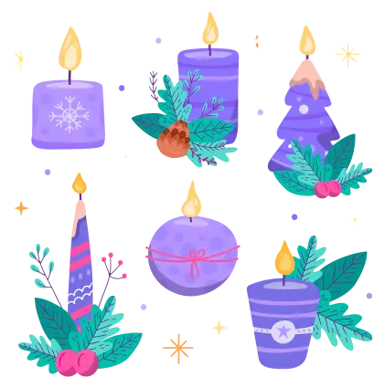 Festive Purple Candle Set for Decoration