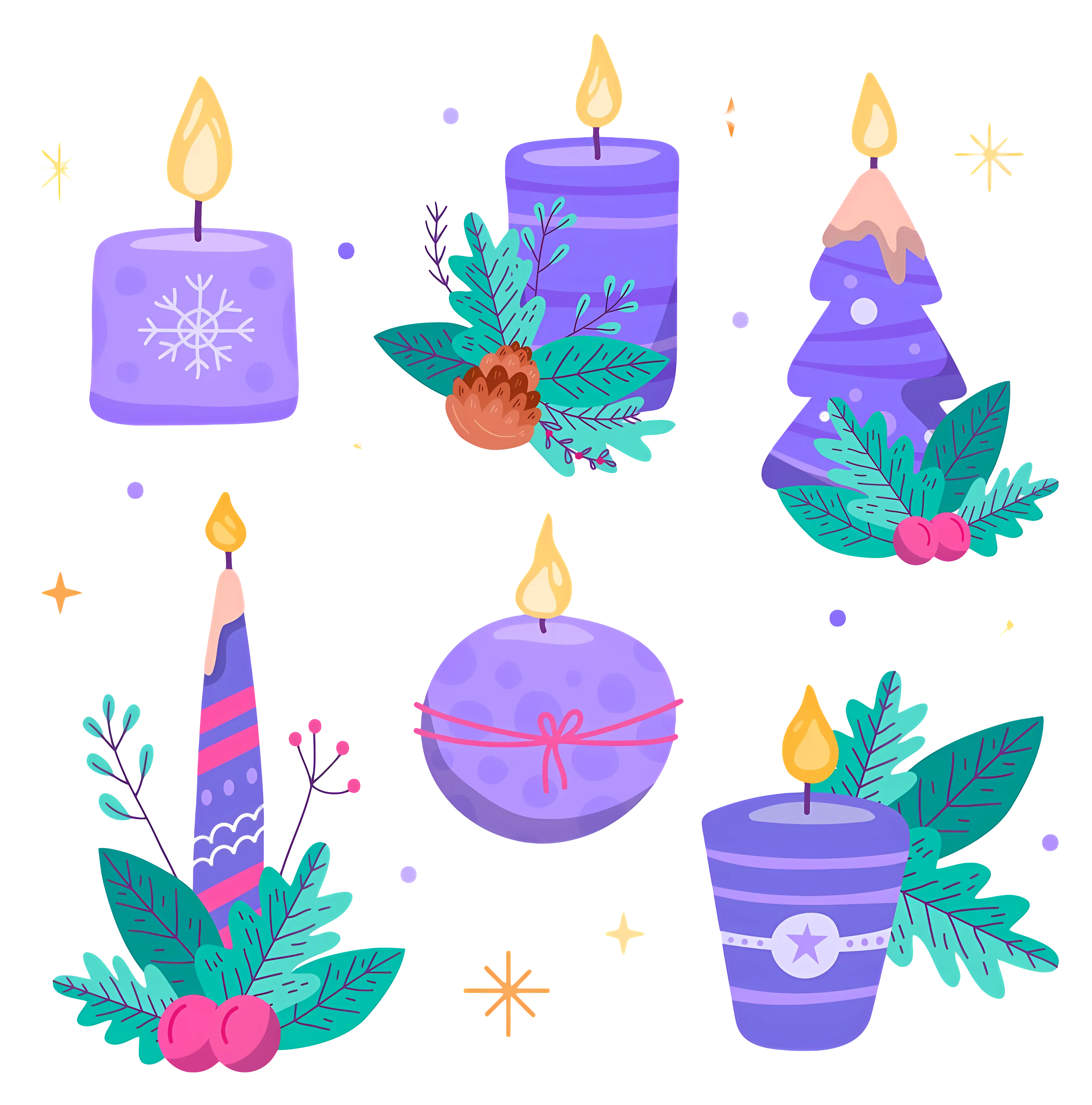 Festive Purple Candle Set for Decoration