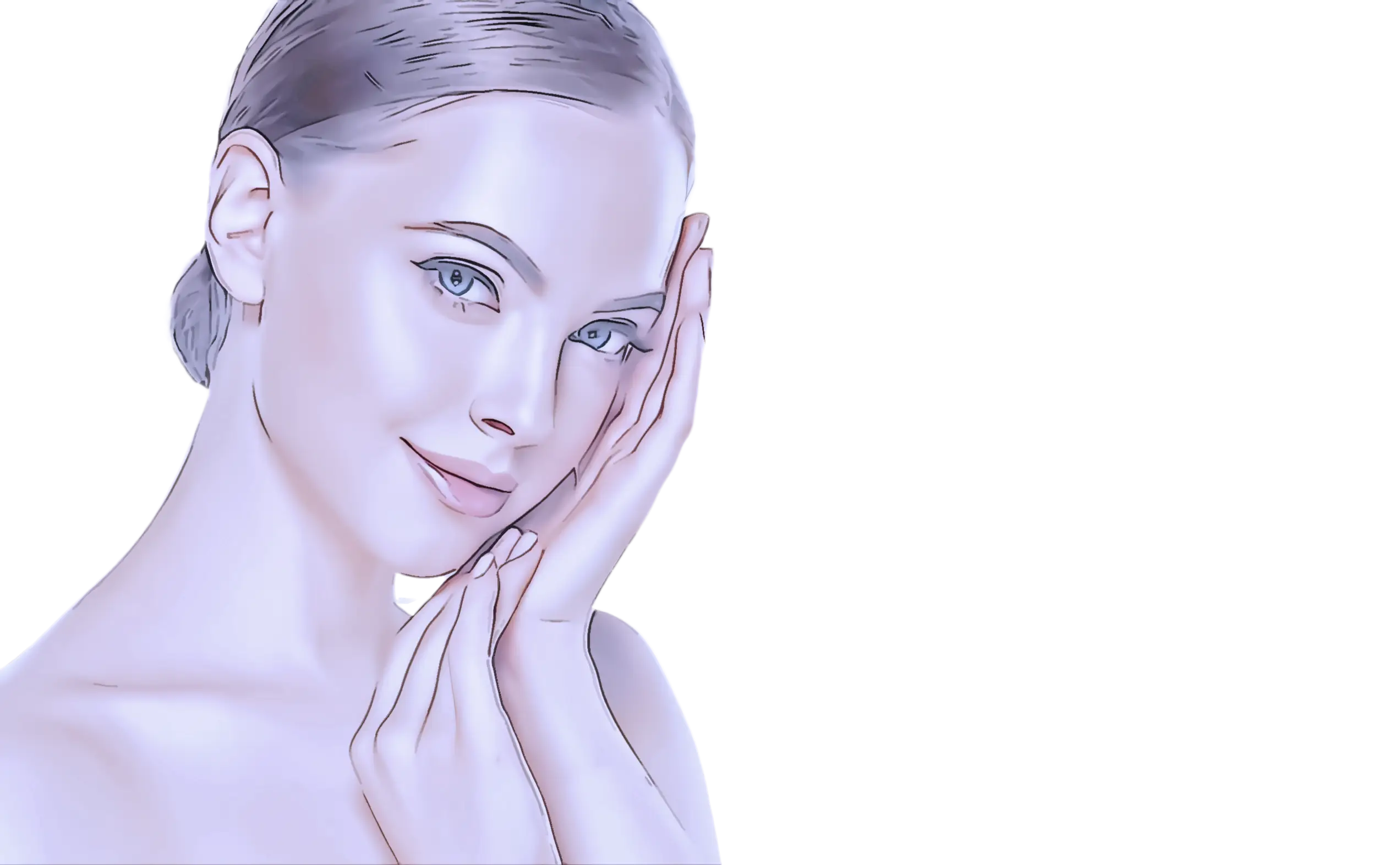 Illustration of a Woman Touching Her Face