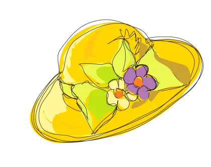 Yellow Hat with Flowers and Bow