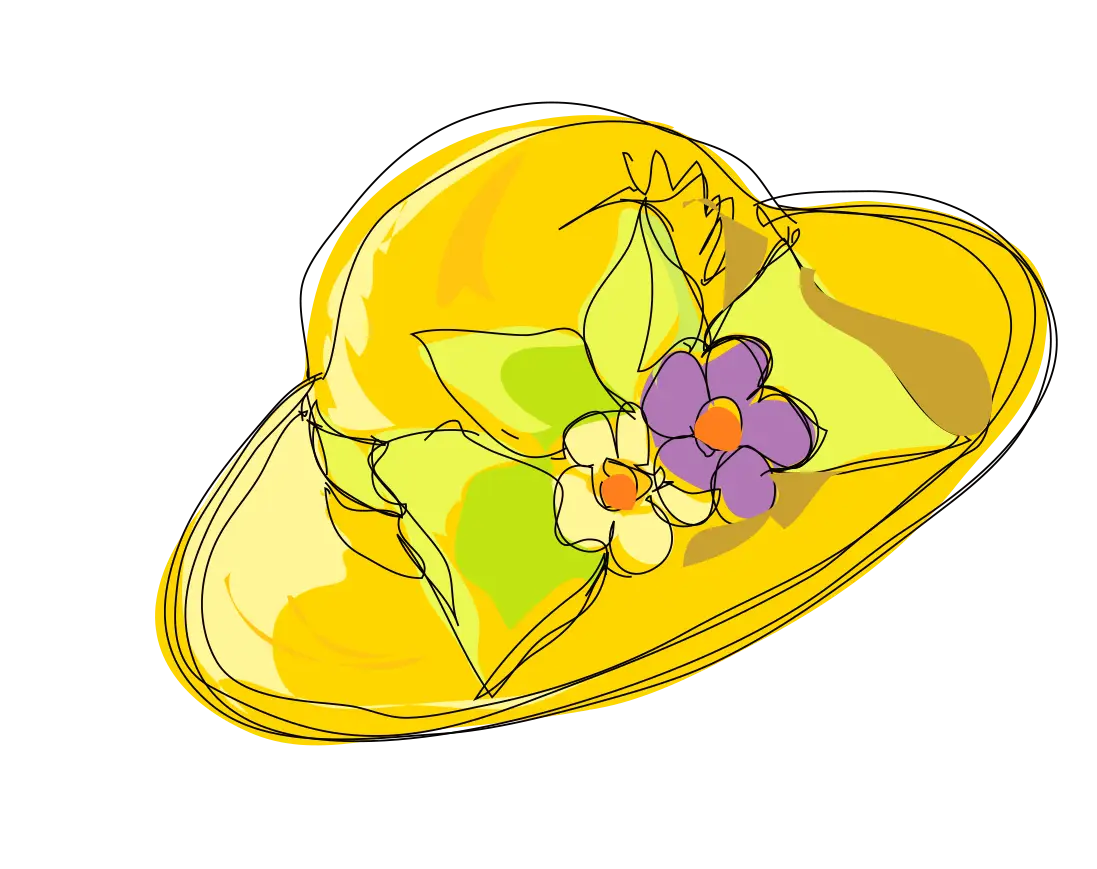 Yellow Hat with Flowers and Bow