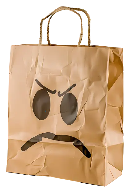 Angry Face on Paper Bag Design