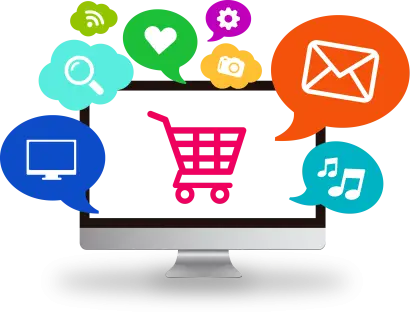 Online Shopping and Social Media Concept Illustration