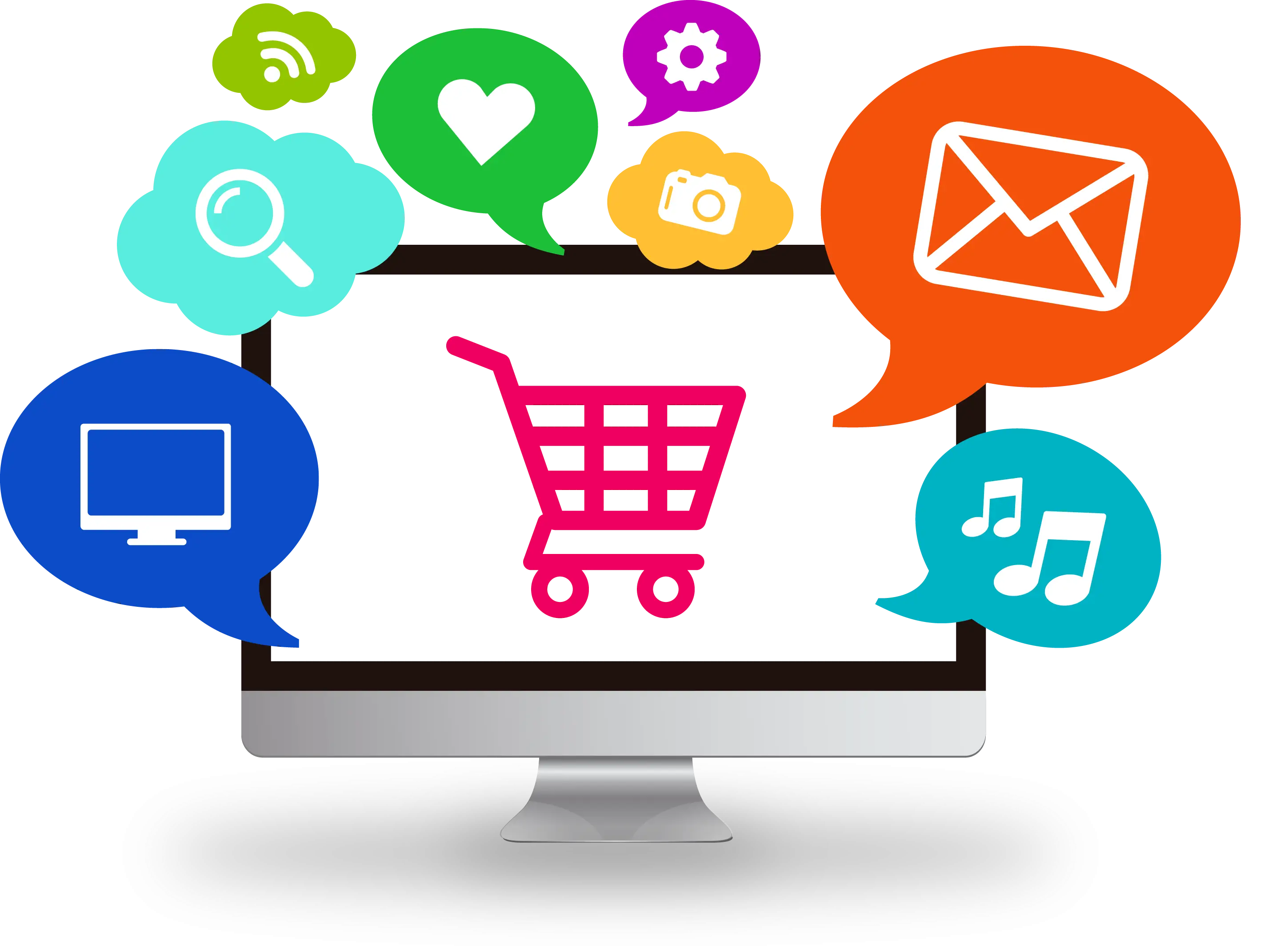 Online Shopping and Social Media Concept Illustration