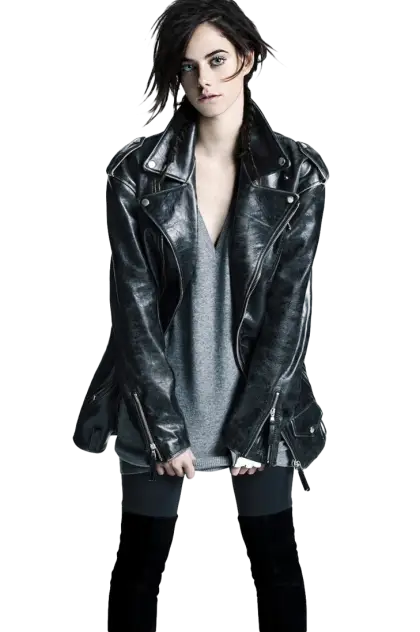 Woman in Black Leather Jacket