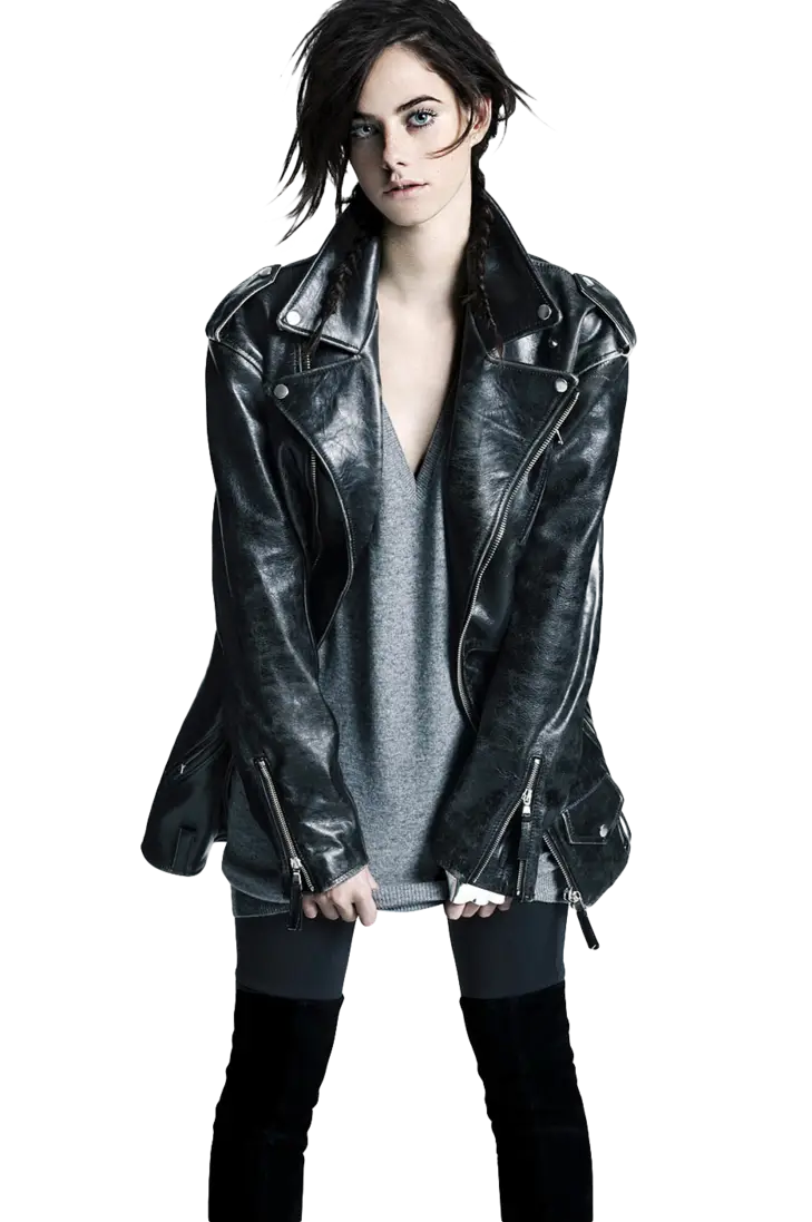 Woman in Black Leather Jacket