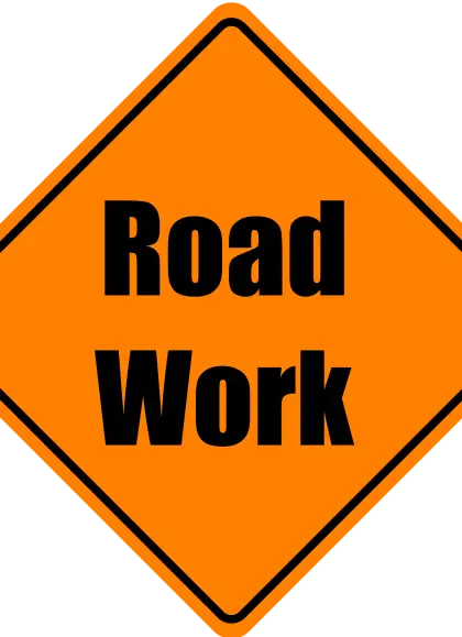 Road Work Warning Sign in Orange