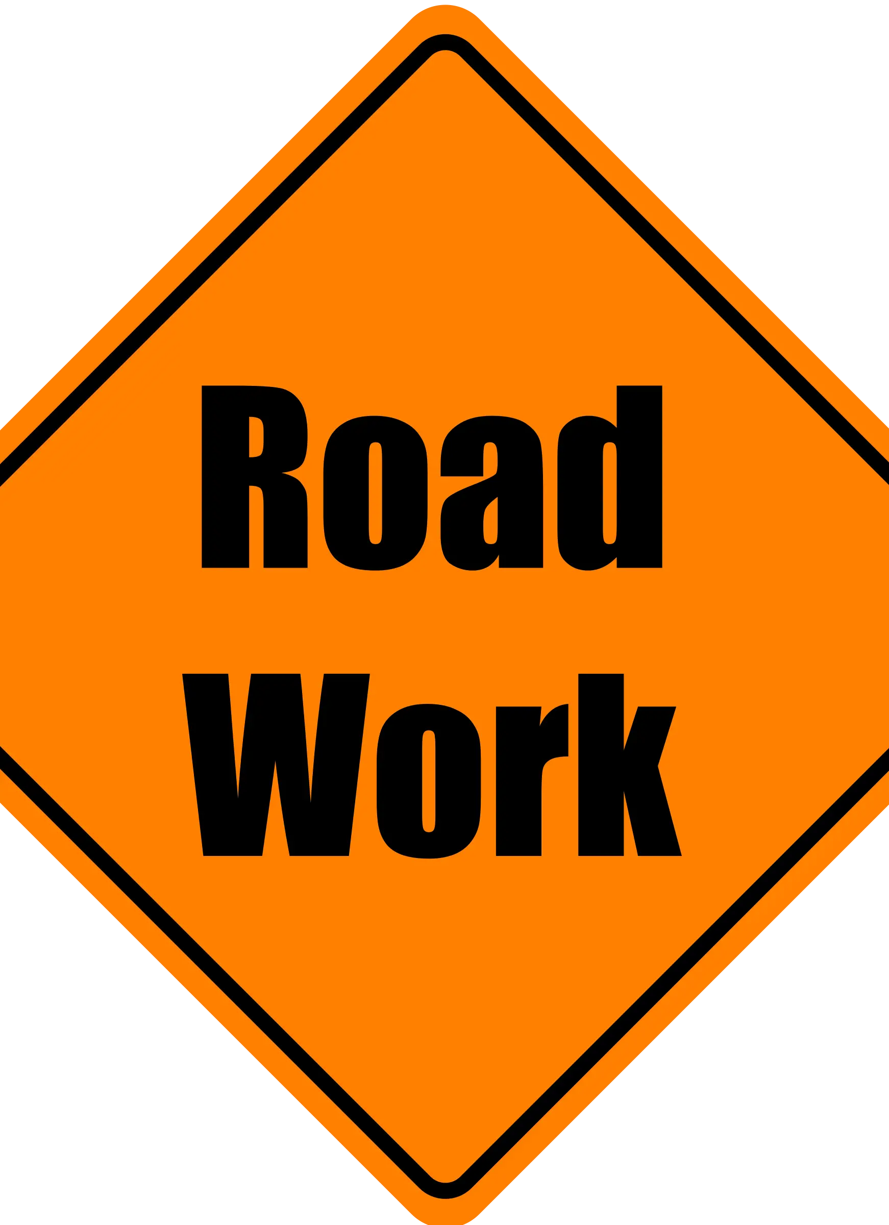 Road Work Warning Sign in Orange