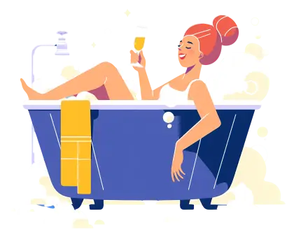 Woman Relaxing in Bathtub Cartoon Illustration