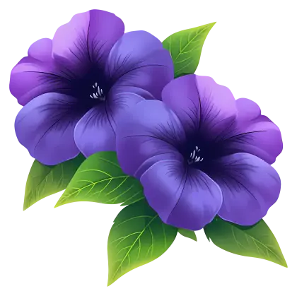 Beautiful Purple Petunia Flowers with Leaves