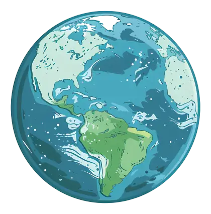 Colorful Globe with Continents Illustration