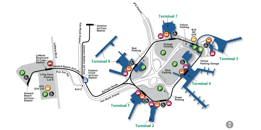 Detailed Airport Map Showing Terminals and Routes