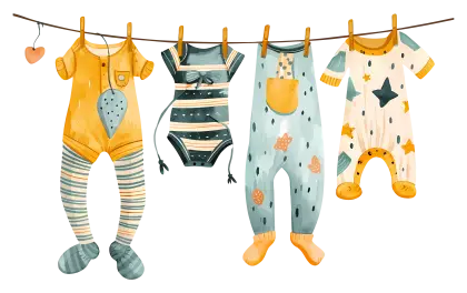 Colorful Baby Clothes Hanging on a Line