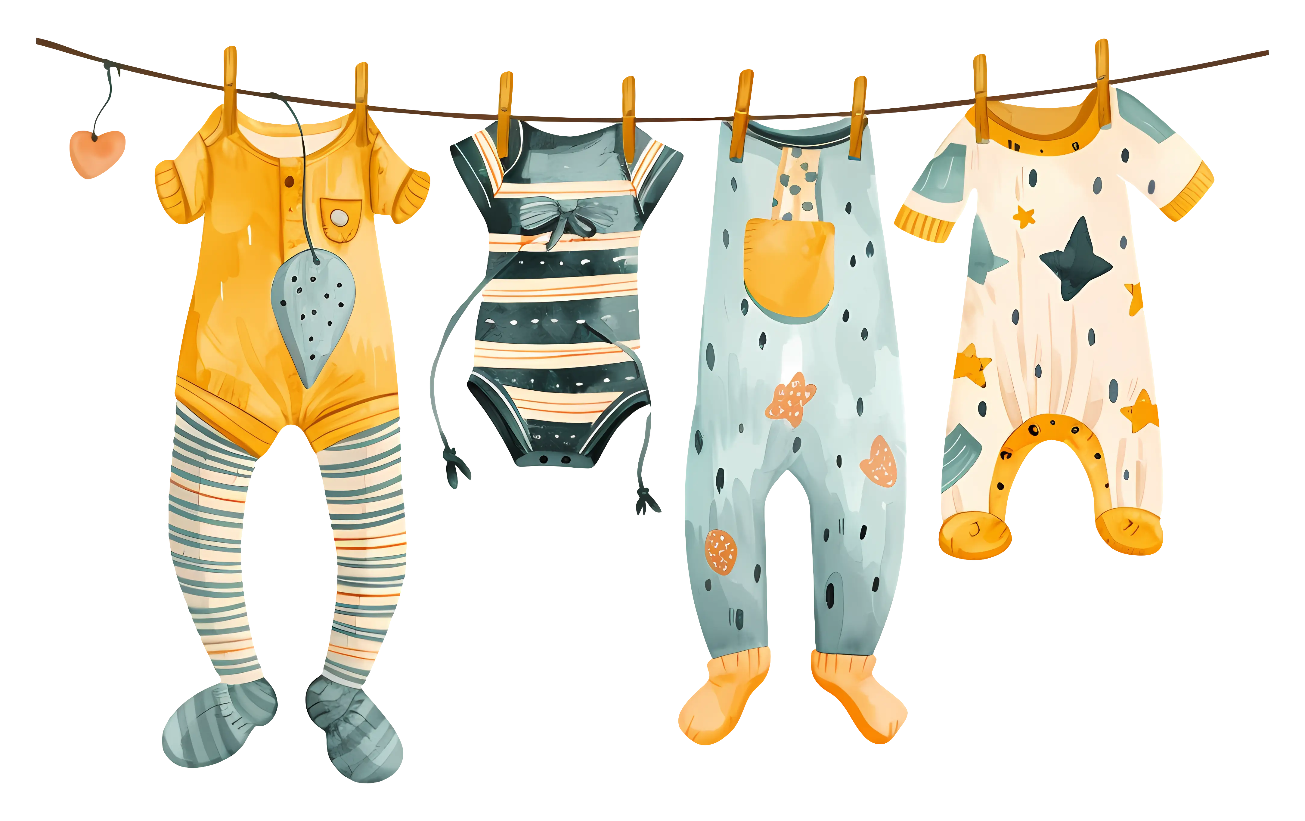 Colorful Baby Clothes Hanging on a Line