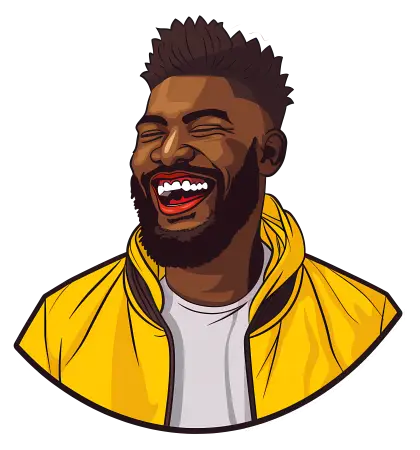 Laughing Man in Yellow Jacket