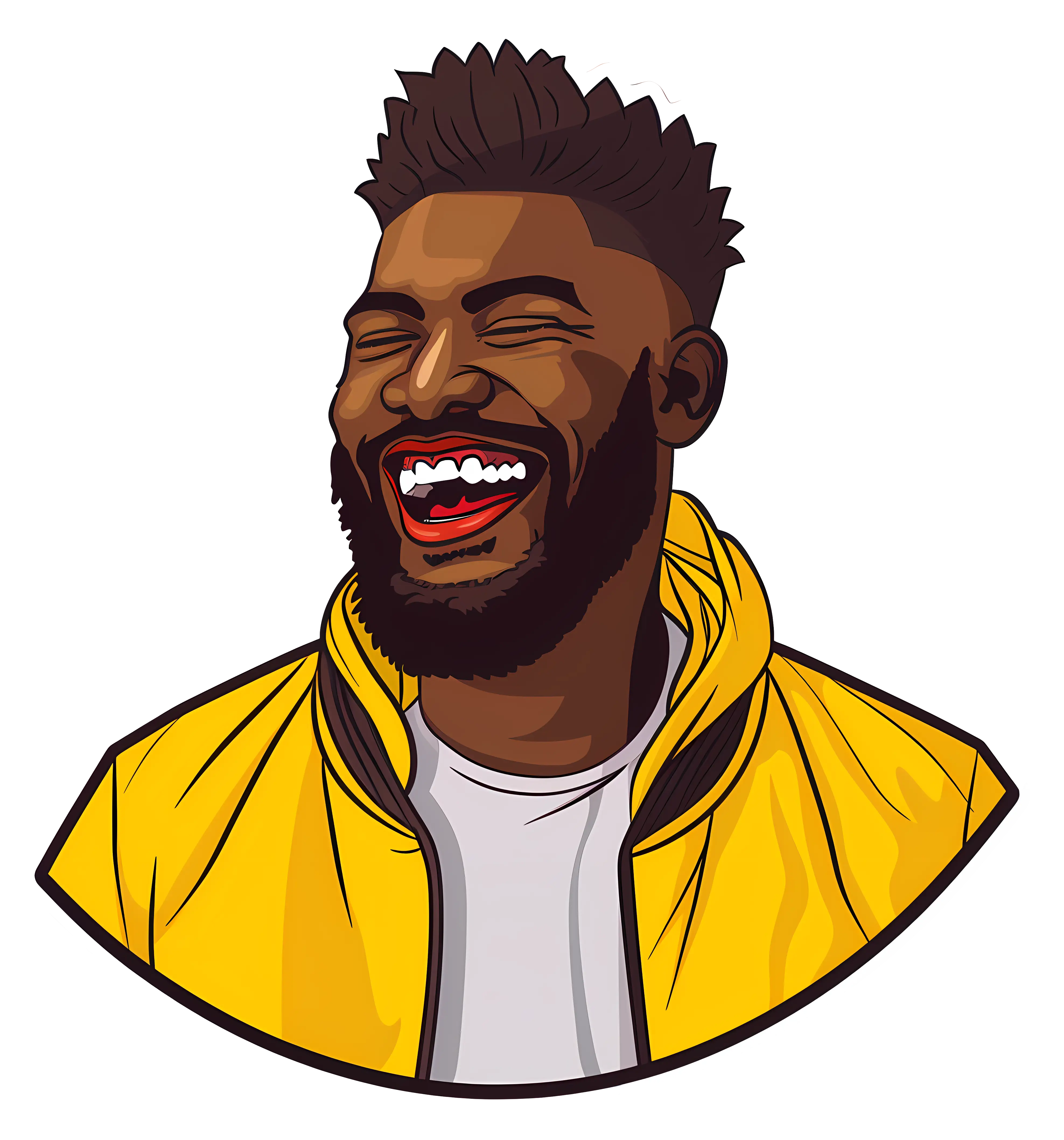 Laughing Man in Yellow Jacket