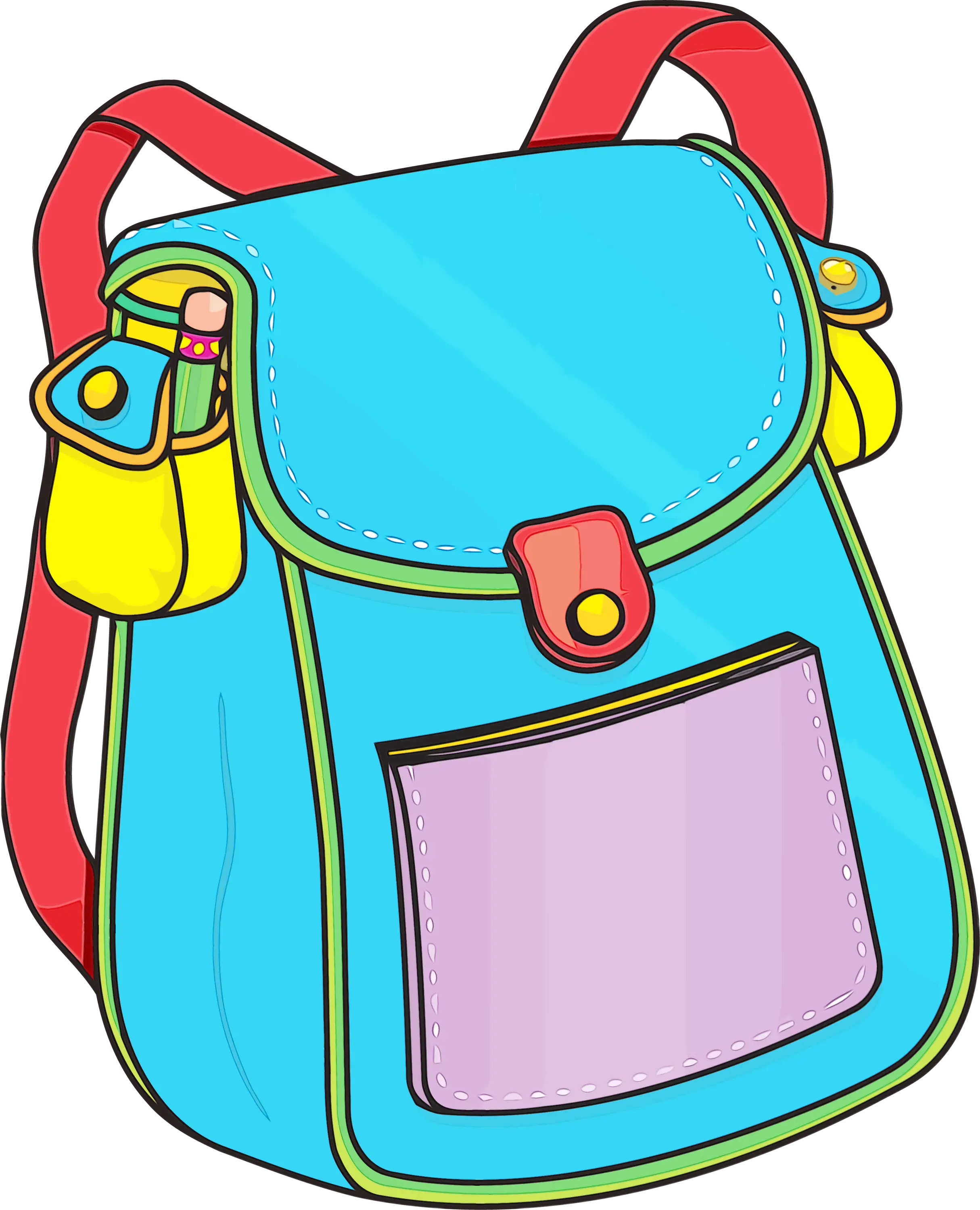 Colorful School Backpack Cartoon Illustration