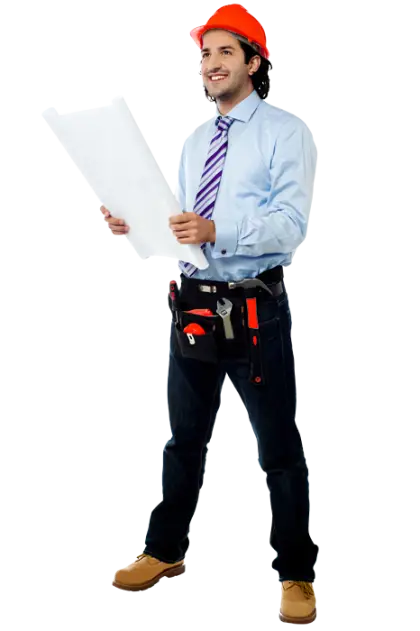 Construction Worker Holding Blueprints