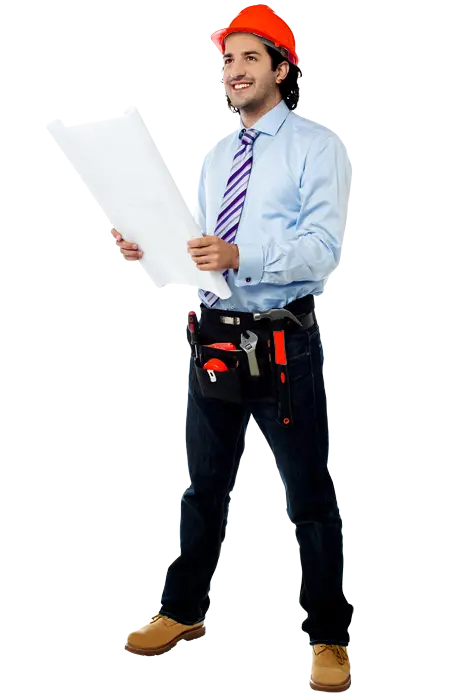 Construction Worker Holding Blueprints