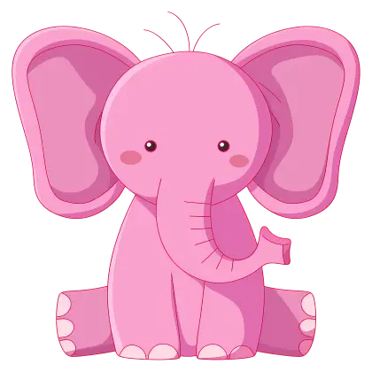 Cute Pink Elephant Illustration