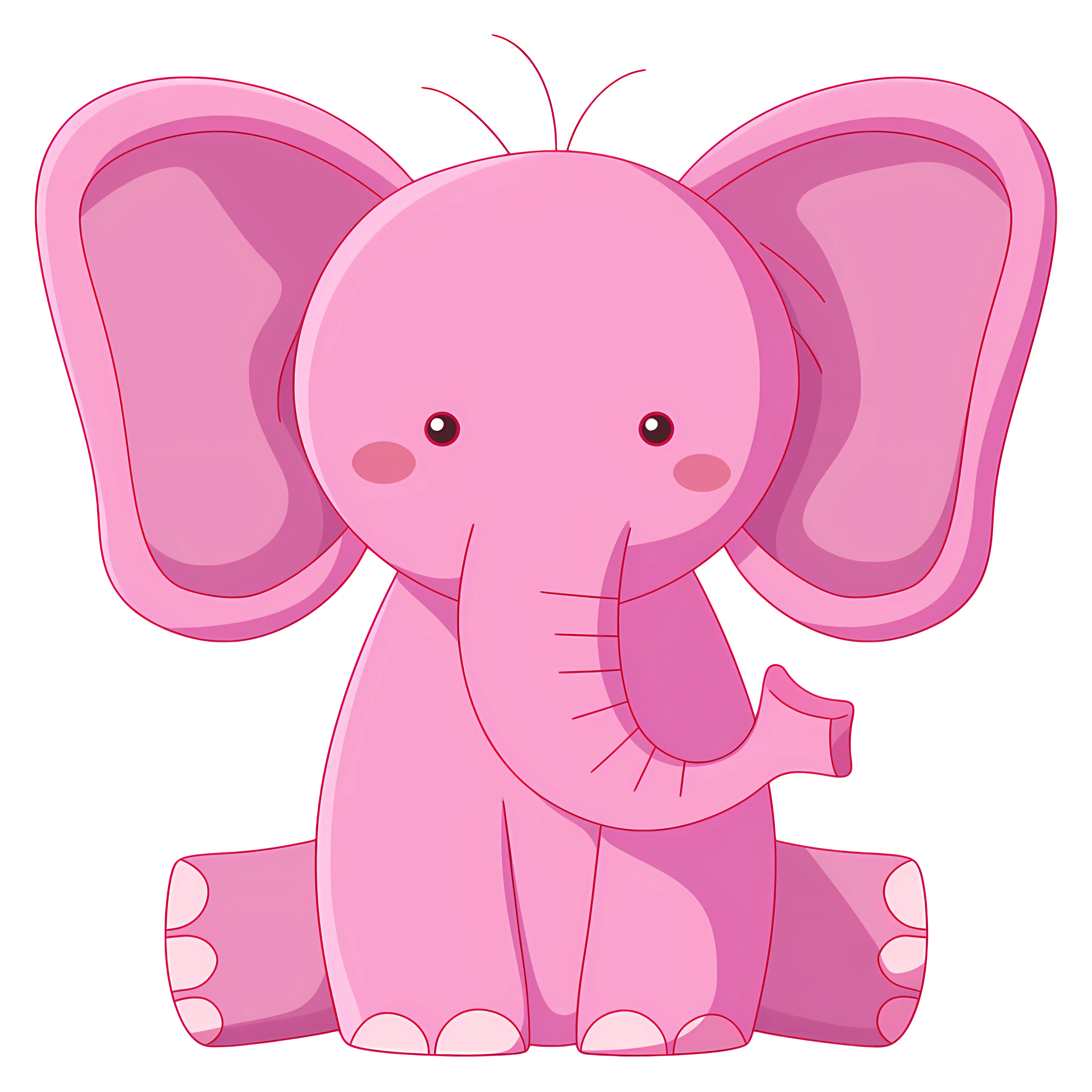 Cute Pink Elephant Illustration