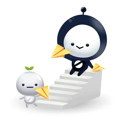 Cute Cartoon Characters with Paper Planes