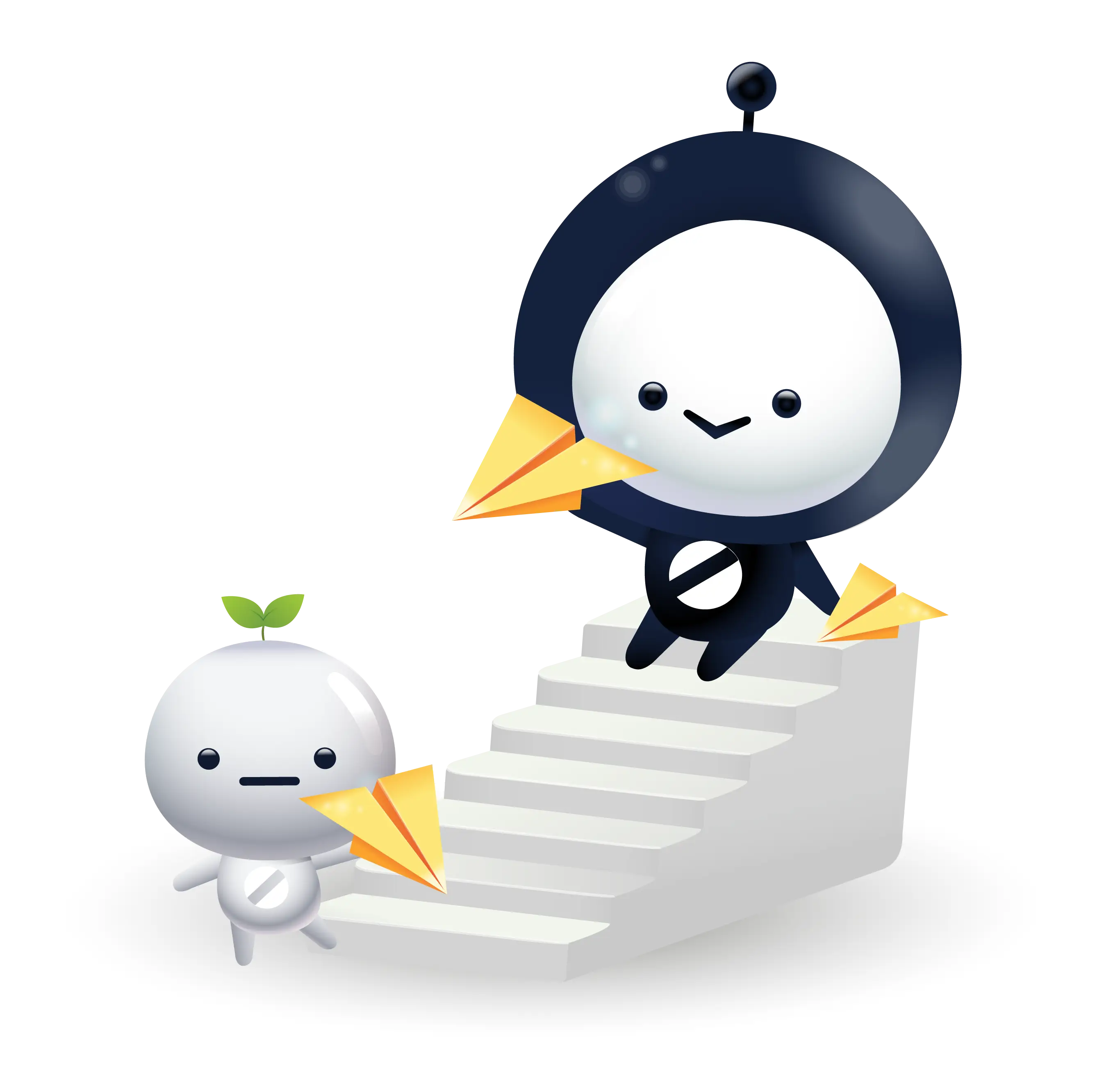 Cute Cartoon Characters with Paper Planes