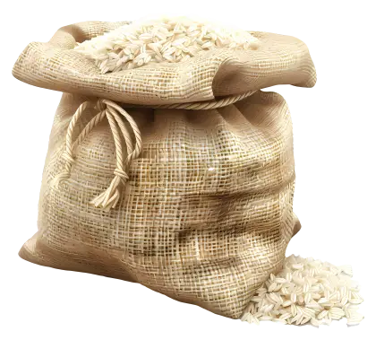 Burlap Sack Filled with Rice