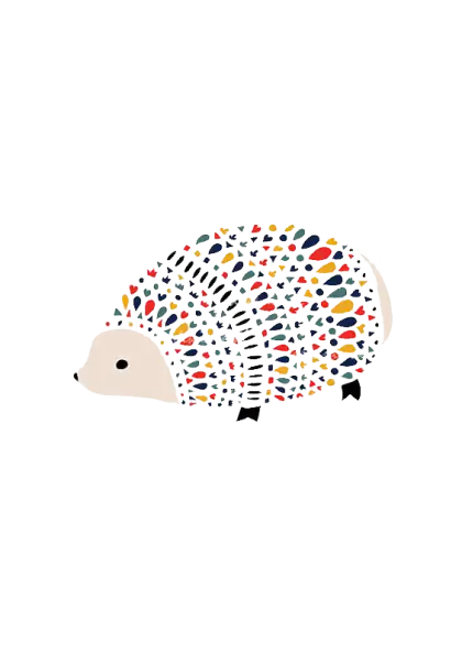 Colorful Patterned Hedgehog Illustration