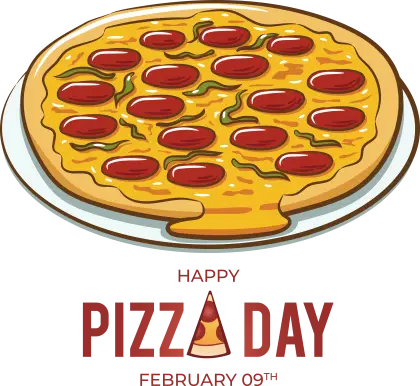 Happy Pizza Day Pepperoni Pizza Illustration