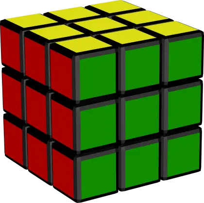 Rubik&#039;s Cube with Solved Green, Red and Yellow Sides