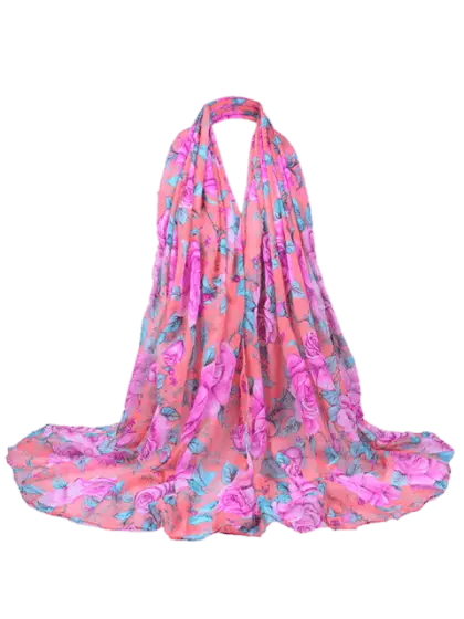 Pink Floral Pattern Scarf for Fashion