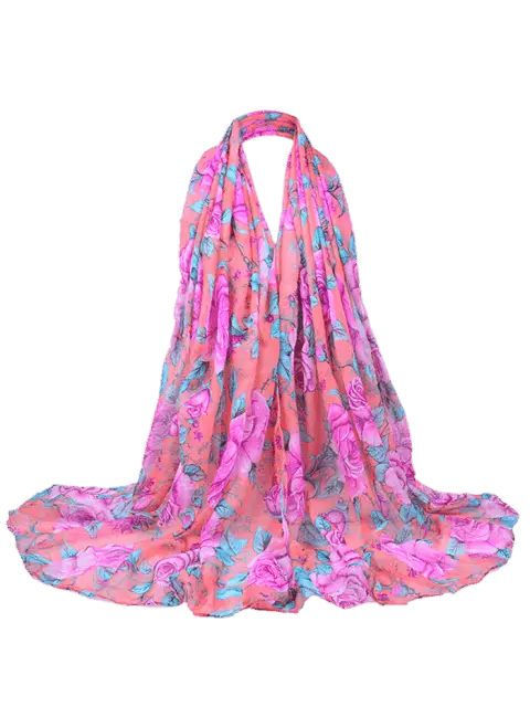 Pink Floral Pattern Scarf for Fashion