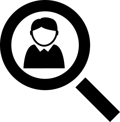 Magnifying Glass with Person Icon for Recruitment
