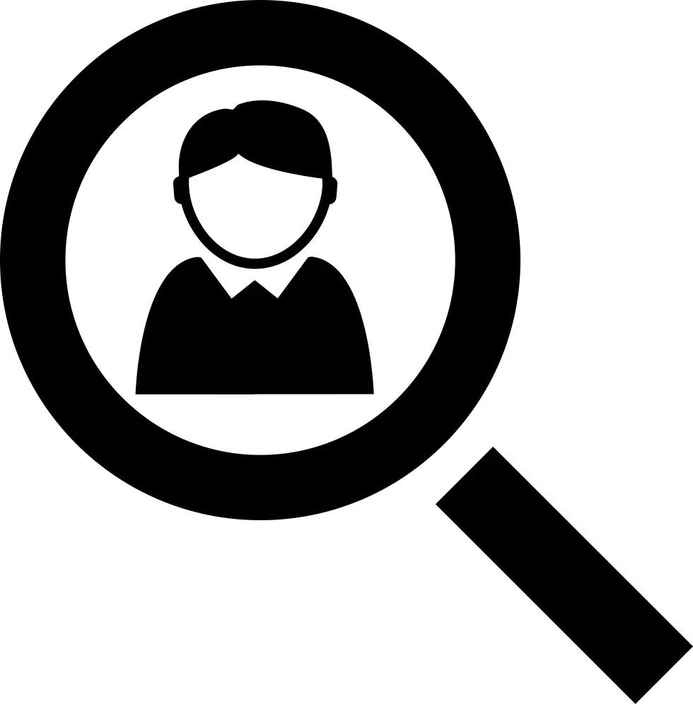Magnifying Glass with Person Icon for Recruitment